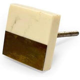 HAMILTON BRASS Decorative Square Cabinet Knob | Resin & Brass Material Drawer Pull Handle | Ceramic Finish | 40mm x 40mm Face, 21mm Depth, 9mm Thickness | Cupboards, Dressers & Wardrobes