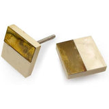 HAMILTON BRASS Decorative Square Cabinet Knob | Resin & Brass Material Drawer Pull Handle | Ceramic Finish | 40mm x 40mm Face, 21mm Depth, 9mm Thickness | Cupboards, Dressers & Wardrobes