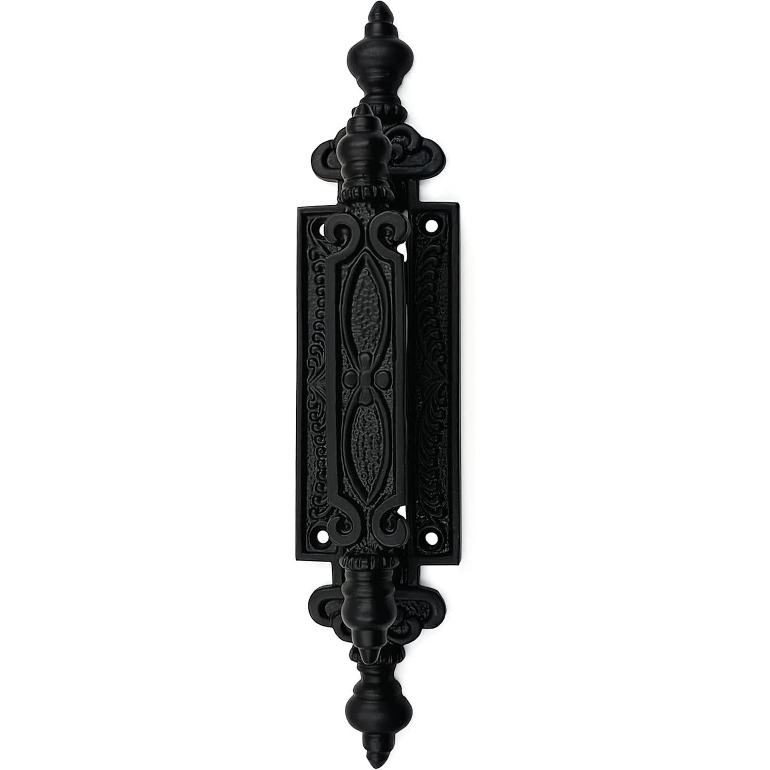 HAMILTON BRASS Door Pull Handle Strong Cast Iron Construction | Decorative Handle Black Powder Coated Finish | Vintage Style Hardware for Doors, Cabinets & Gates | 253 mm Length x 55 mm Width