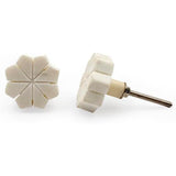 HAMILTON BRASS Flower Shaped Cabinet Knob with Petal Design | Stone Material Drawer Handle | Ceramic Finish Decorative Knob for Cupboards, Dressers | 38mm Diameter, 13mm Height, 26.5mm Depth