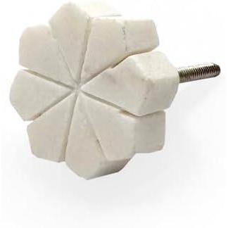 HAMILTON BRASS Flower Shaped Cabinet Knob with Petal Design | Stone Material Drawer Handle | Ceramic Finish Decorative Knob for Cupboards, Dressers | 38mm Diameter, 13mm Height, 26.5mm Depth