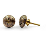 HAMILTON BRASS Round Brass Knob with Floral Pattern | Ceramic Finish Cabinet Drawer Pull Handle | Decorative Knob for Cupboards, Dressers, Wardrobes | 37x37 mm Face | 26 mm Depth | 17 mm Height