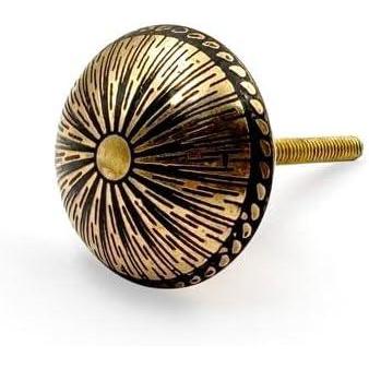 HAMILTON BRASS Round Cabinet Knob | Brass Material Drawer Pull Handle | Ceramic Finish Decorative Furniture Knob for Cupboards, Dressers & Wardrobes | 37mm Diameter, 26mm Depth, 17mm Height