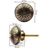 HAMILTON BRASS Round Cabinet Knob | Brass Material Drawer Pull Handle | Ceramic Finish Decorative Furniture Knob for Cupboards, Dressers & Wardrobes | 37mm Diameter, 26mm Depth, 17mm Height