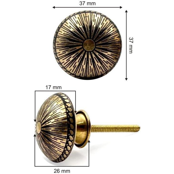 HAMILTON BRASS Round Cabinet Knob | Brass Material Drawer Pull Handle | Ceramic Finish Decorative Furniture Knob for Cupboards, Dressers & Wardrobes | 37mm Diameter, 26mm Depth, 17mm Height