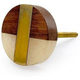 HAMILTON BRASS Round Cabinet Knob | Wood, Resin & Brass Material Drawer Pull Handle | Ceramic Finish Decorative Furniture Knob for Dressers Drawers | 39mm Diameter, 23.5mm Depth, 10mm Thickness