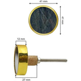 HAMILTON BRASS Round Knob with Ceramic Finish | Blue & Gold Decorative Cabinet & Drawer Pull | Resin & Brass Furniture Handle for Cupboard, Dresser | 41x41 mm Face | 27 mm Depth | 75 mm Screw