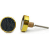 HAMILTON BRASS Round Knob with Ceramic Finish | Blue & Gold Decorative Cabinet & Drawer Pull | Resin & Brass Furniture Handle for Cupboard, Dresser | 41x41 mm Face | 27 mm Depth | 75 mm Screw