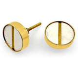 HAMILTON BRASS Round Stone & Brass Knob with Ceramic Finish | White Face Line Accent Decorative Drawer & Cabinet Pull Handle | 41x41 mm Face | 25 mm Depth | 12 mm Height | Furniture Hardware