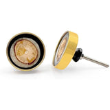 HAMILTON BRASS Round Wood, Resin & Brass Knob with Natural-Inspired Pattern | Ceramic Finish Cabinet Drawer Handle | Decorative Knob for Wardrobes | 46x46 mm Face | 23 mm Depth | 11 mm Height