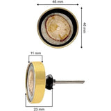 HAMILTON BRASS Round Wood, Resin & Brass Knob with Natural-Inspired Pattern | Ceramic Finish Cabinet Drawer Handle | Decorative Knob for Wardrobes | 46x46 mm Face | 23 mm Depth | 11 mm Height