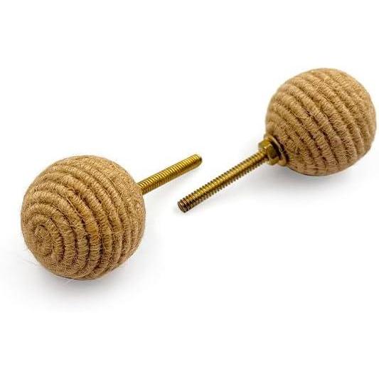 HAMILTON BRASS Rustic Cabinet Knob – Jute Rope Round Drawer Pull Handle with Ceramic Finish | Decorative Furniture Knob for Cabinets Dressers Drawers Cupboards (35mm x 73mm)