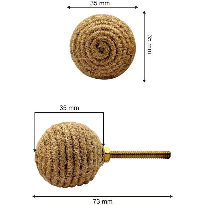 HAMILTON BRASS Rustic Cabinet Knob – Jute Rope Round Drawer Pull Handle with Ceramic Finish | Decorative Furniture Knob for Cabinets Dressers Drawers Cupboards (35mm x 73mm)