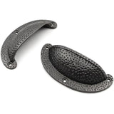 HAMILTON BRASS Textured Half Moon Cup Handle Strong Cast Iron Material | Drawer Pull Antique Iron Finish | Rustic Vintage Cabinet & Cupboard | 112 mm Length x 100 mm Hole-to-Hole Distance