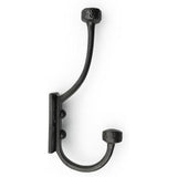 HAMILTON BRASS Wall Mounted Cast Iron Double Coat Hook | Antique Iron Vintage Hook | 166 mm Height × 75 mm Depth × 53 mm Upper Hook × 40 mm Base Width × 59 mm Base Height | Hanger for Coats