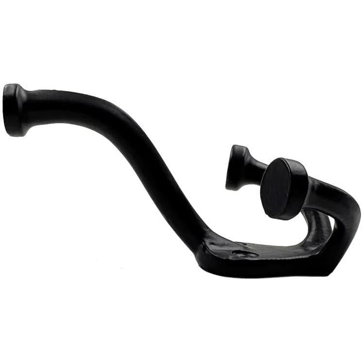 HAMILTON BRASS Wall Mounted Cast Iron Double Coat Hook | Black Powder Coated Finish | 110 mm Height × 54 mm Depth × 40 mm Base Length × 74.5 mm Width | Oval Base Hanger for Coats, Hats, Bags