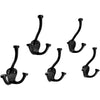 HAMILTON BRASS Wall Mounted Cast Iron Double Coat Hook | Black Powder Coated Finish | 110 mm Height × 54 mm Depth × 40 mm Base Length × 74.5 mm Width | Oval Base Hanger for Coats, Hats, Bags