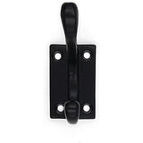 HAMILTON BRASS Wall Mounted Cast Iron Double Coat Hook | Black Powder Coated Finish | 73 mm Height × 75 mm Width × 47 mm Depth | Decorative Hanger for Coats, Hats, Bags | Compact Metal Hook