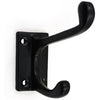 HAMILTON BRASS Wall Mounted Cast Iron Double Coat Hook | Black Powder Coated Finish | 73 mm Height × 75 mm Width × 47 mm Depth | Decorative Hanger for Coats, Hats, Bags | Compact Metal Hook