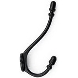 HAMILTON BRASS Wall Mounted Cast Iron Double Coat Hook | Black Powder Coated Hook | 177 mm Height × 97 mm Upper Hook × 82 mm Depth × 30 mm Base Width × 41 mm Base Height | Hanger for Coats