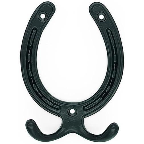 HAMILTON BRASS Wall Mounted Cast Iron Horseshoe Style Double Coat Hook | Antique Iron Hook | 110 mm Height × 81 mm Width × 26 mm Depth × 71 mm Base Width | Decorative Hanger for Coats, Hats