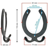 HAMILTON BRASS Wall Mounted Cast Iron Horseshoe Style Double Coat Hook | Antique Iron Hook | 110 mm Height × 81 mm Width × 26 mm Depth × 71 mm Base Width | Decorative Hanger for Coats, Hats