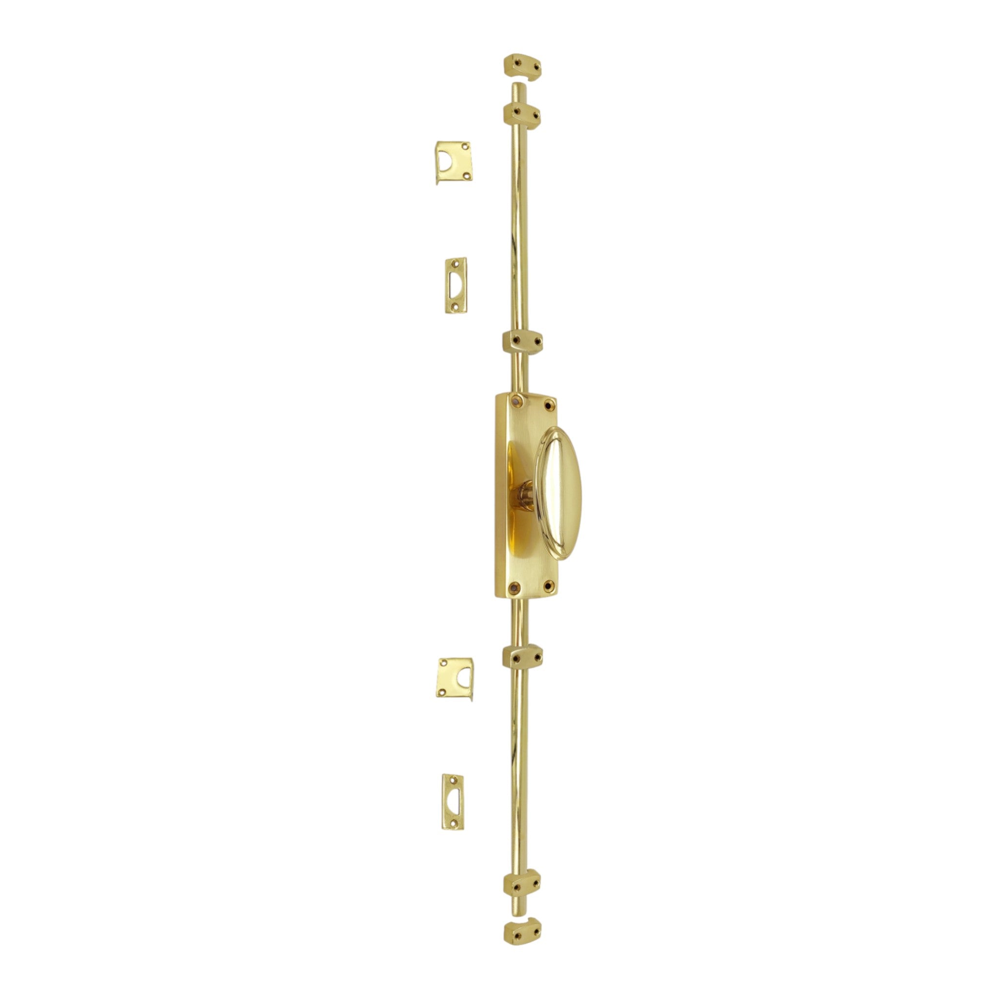 Brass Oval Knob Espagnolette/Cremone Bolt for up to 8 Feet High Doors & Windows