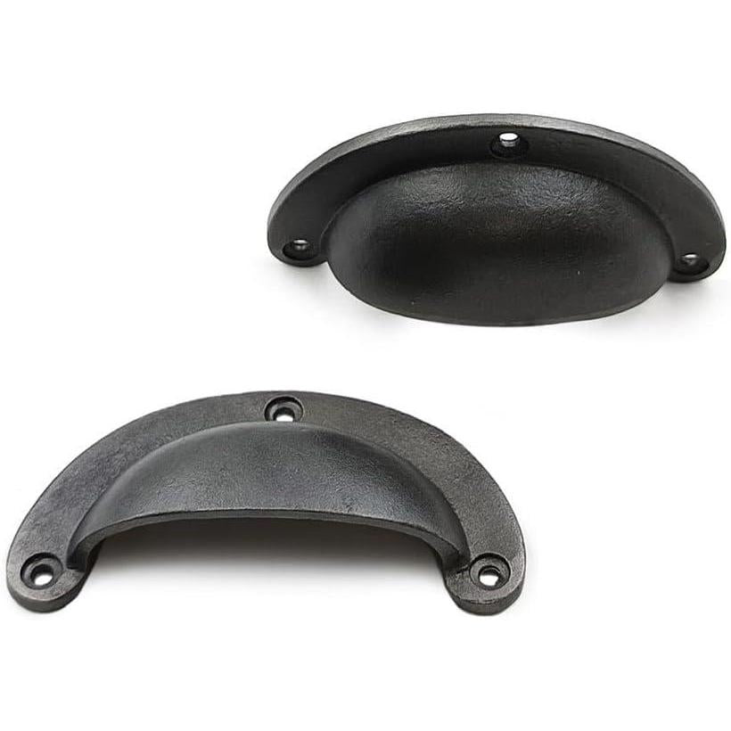 Half Moon Cup Handle Strong Cast Iron Material | Drawer Pull Antique Iron Finish | Vintage Style Cabinet & Cupboard Hardware | 97 mm Length x 82 mm Hole-to-Hole Distance