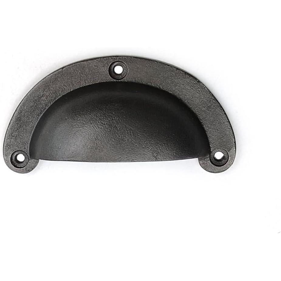 Half Moon Cup Handle Strong Cast Iron Material | Drawer Pull Antique Iron Finish | Vintage Style Cabinet & Cupboard Hardware | 97 mm Length x 82 mm Hole-to-Hole Distance