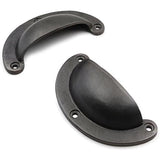 Half Moon Cup Handle Strong Cast Iron Material | Drawer Pull Antique Iron Finish | Vintage Style Cabinet & Cupboard Hardware | 97 mm Length x 82 mm Hole-to-Hole Distance