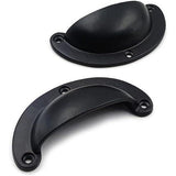 Half Moon Cup Handle Strong Cast Iron Material | Drawer Pull Black Powder Coated Finish | Vintage Style Cabinet & Cupboard Hardware | 97 mm Length x 82 mm Hole-to-Hole Distance