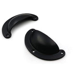 Half Moon Cup Handle Strong Cast Iron Material | Drawer Pull Black Powder Coated Finish | Vintage Style Cabinet & Cupboard Hardware | 97 mm Length x 82 mm Hole-to-Hole Distance