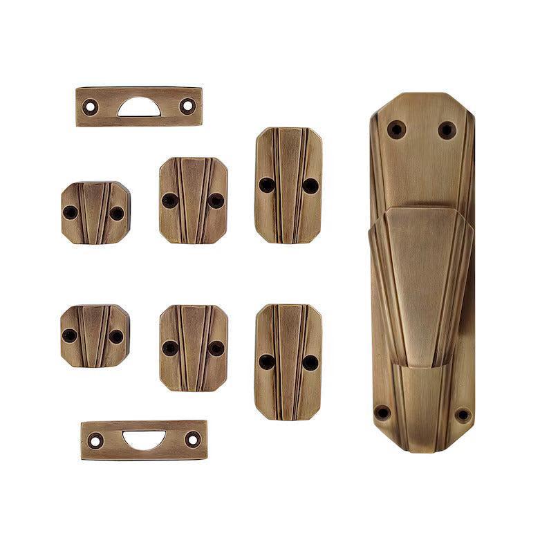 Hamilton Brass Art Deco Door Brass Espagnolette Bolt or Cremone Bolt 9 feet Antique Brass Unlacquered Up to 9 feet Doors