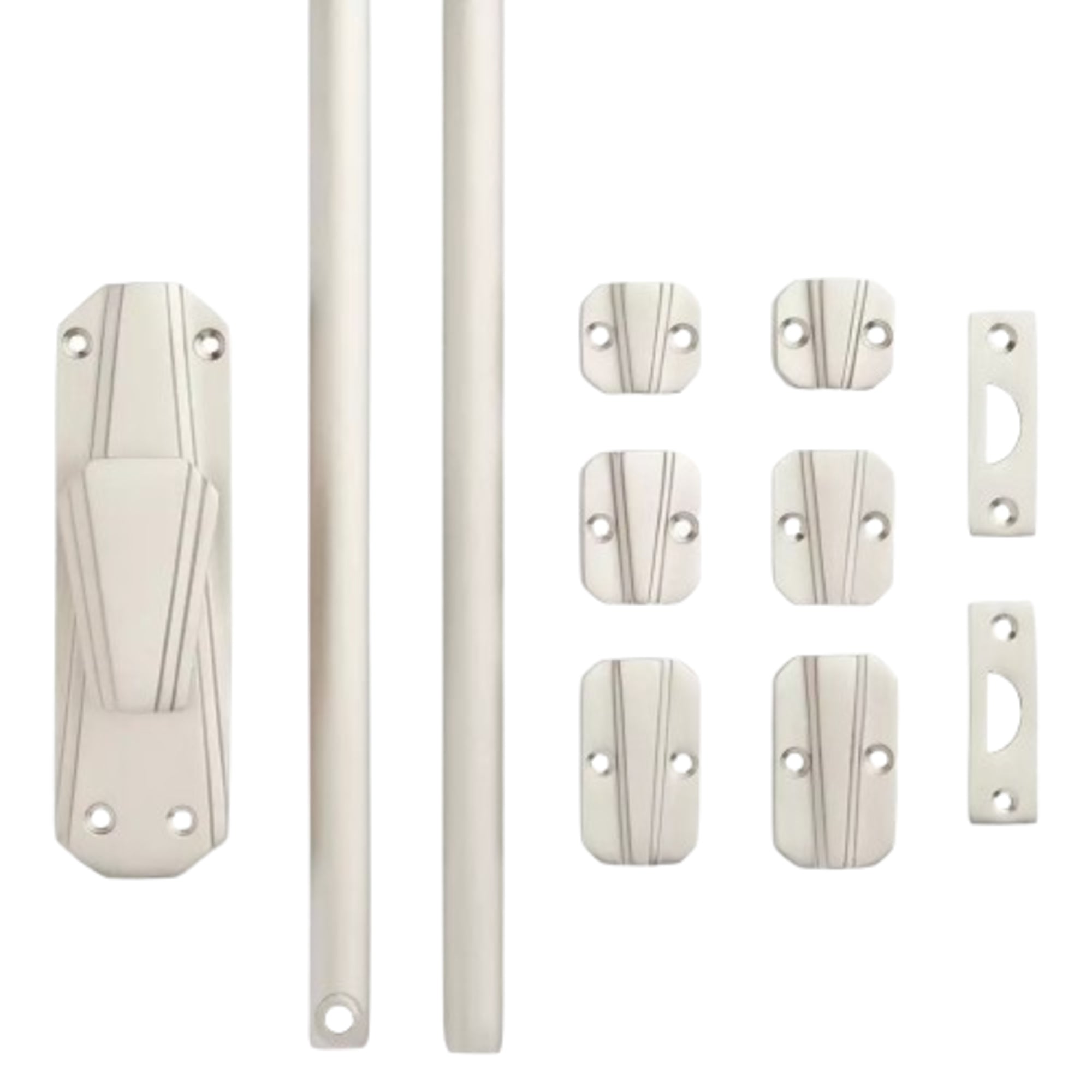 Hamilton Brass Art Deco Door Iron Espagnolette Bolt or Cremone Bolt Hardware Black Powder Coated Up to 9 feet Doors