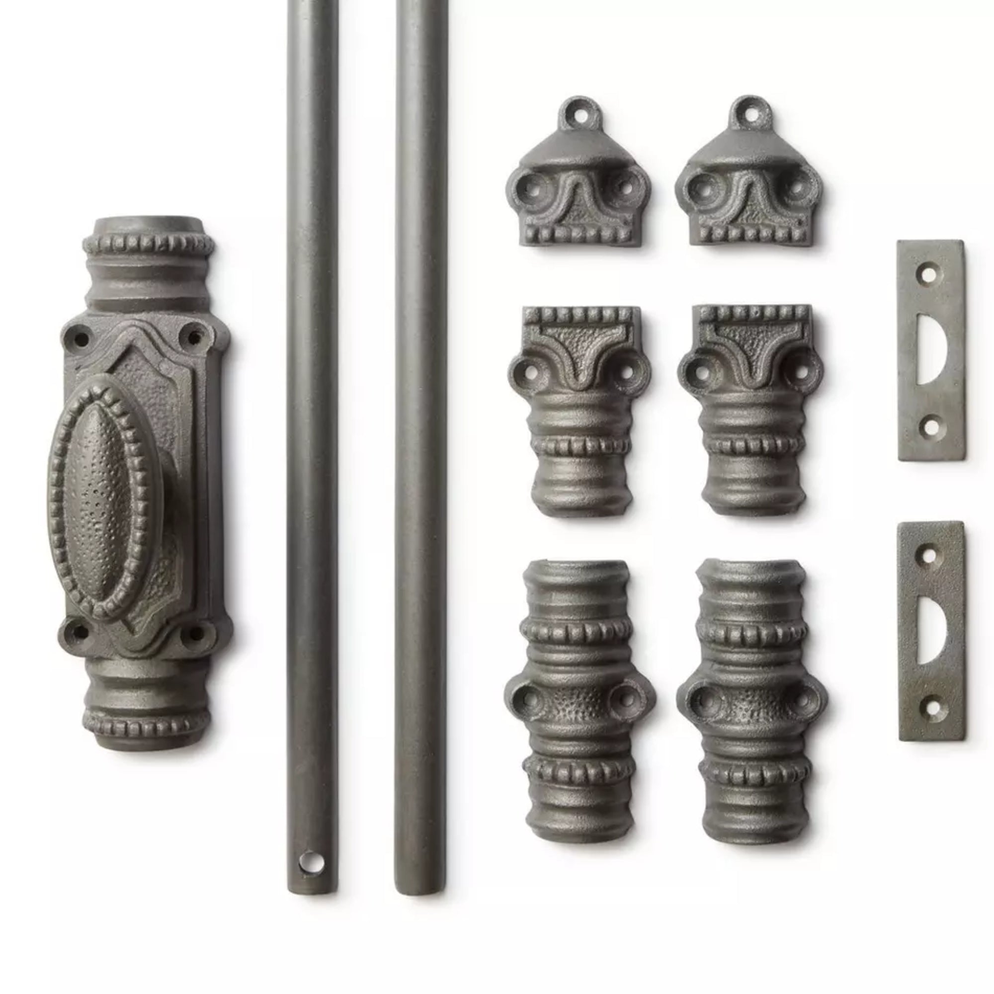 Hamilton Brass Beaded Door Iron Cremone Bolt or Espagnolette Bolt Antique Iron Finish Up to 9 feet Doors