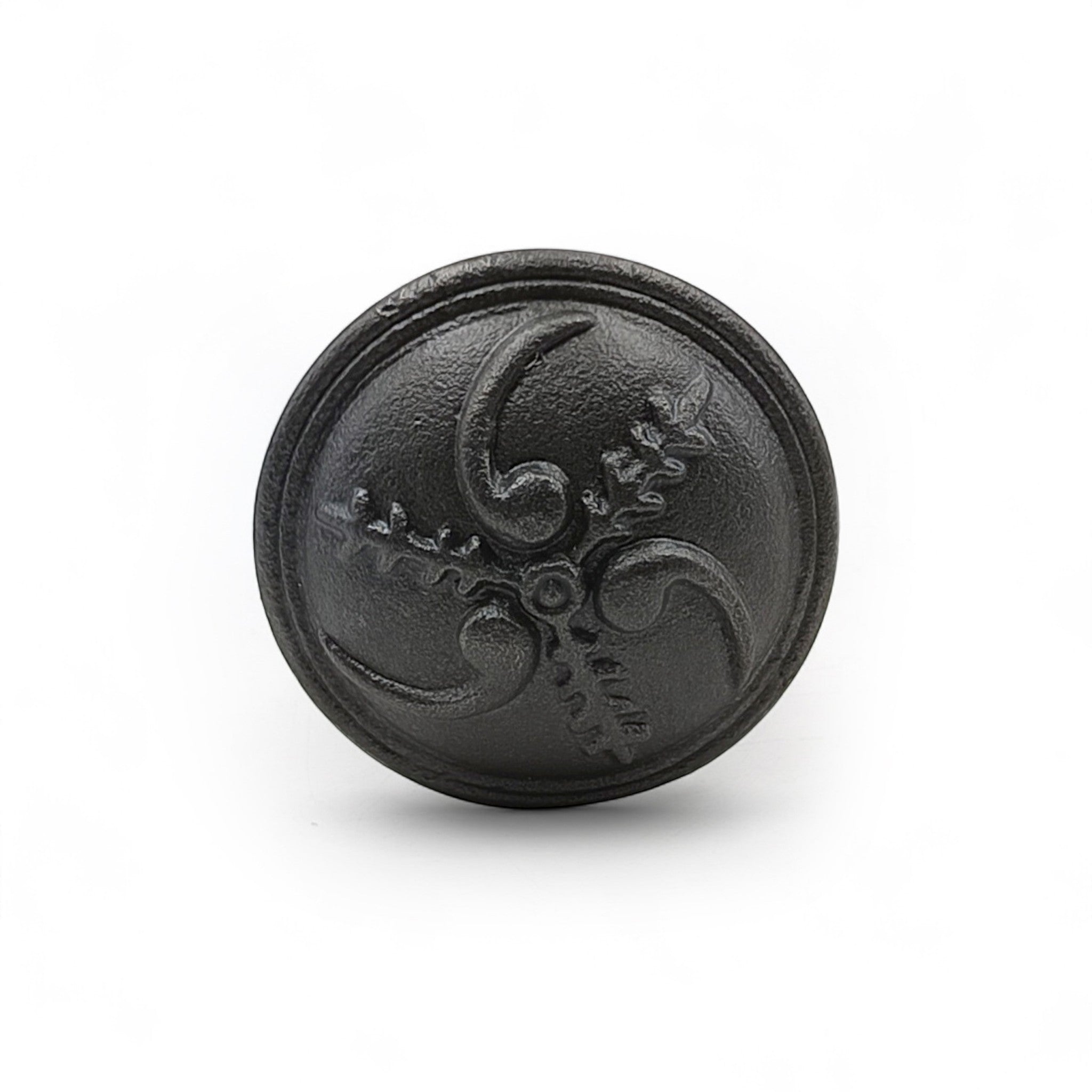 Hamilton Brass Cast Iron Black Cabinet Knob | Antique Iron Durable Rustic Drawer Pull Handle for Kitchen, Bedroom, Wardrobe, Dresser, Cupboard Round Vintage Hardware with Screw Included