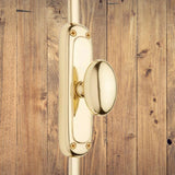Hamilton Brass Classic Oval Knob Door Brass Espagnolette Bolt or Cremone Bolt 9 feet Unlacquered Brass Polished for Doors Up to 9 feet