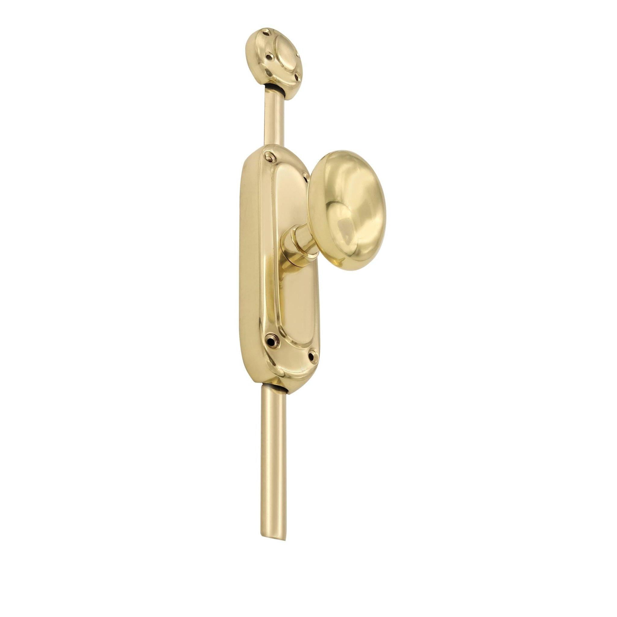 Hamilton Brass Classic Oval Knob Door Brass Espagnolette Bolt or Cremone Bolt 9 feet Unlacquered Brass Polished for Doors Up to 9 feet