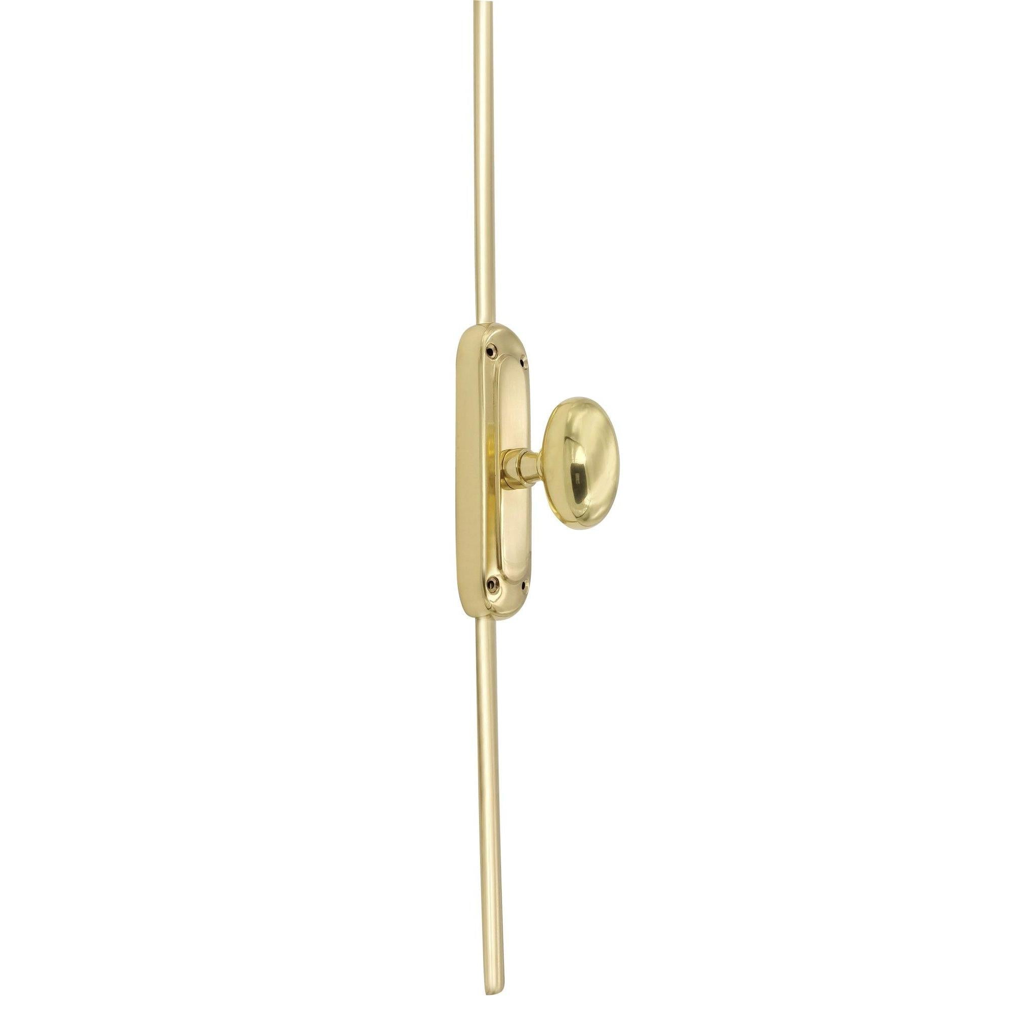 Hamilton Brass Classic Oval Knob Door Brass Espagnolette Bolt or Cremone Bolt 9 feet Unlacquered Brass Polished for Doors Up to 9 feet