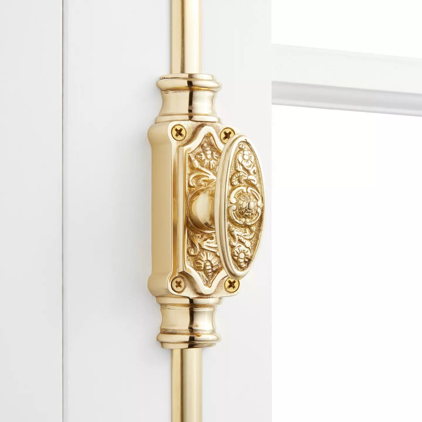 Hamilton Brass Dalston Window Brass Espagnolette Bolt or Cremone Bolt Hardware 6 feet Polished Brass Unlacquered Up to 6 feet
