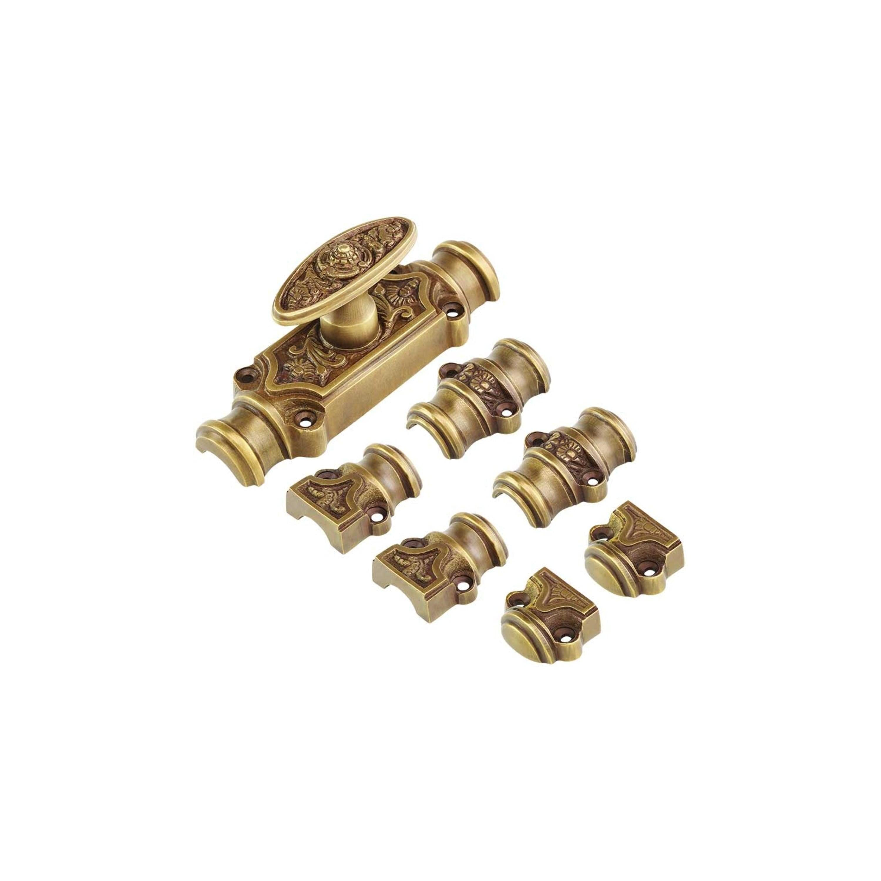 Hamilton Brass Dalston Window Brass Espagnolette Bolt or Cremone Bolt Hardware 6 feet lacquered Antique Brass Up to 6 feet windows | Cabinets