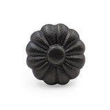 Hamilton Brass Decorative Black Cast Iron Knob | Antique Iron Pumpkin Shape Cabinet Pull Handle for Drawers, Dressers, Cupboards, Furniture | 36mm x 34mm 50mm with 14mm Screw