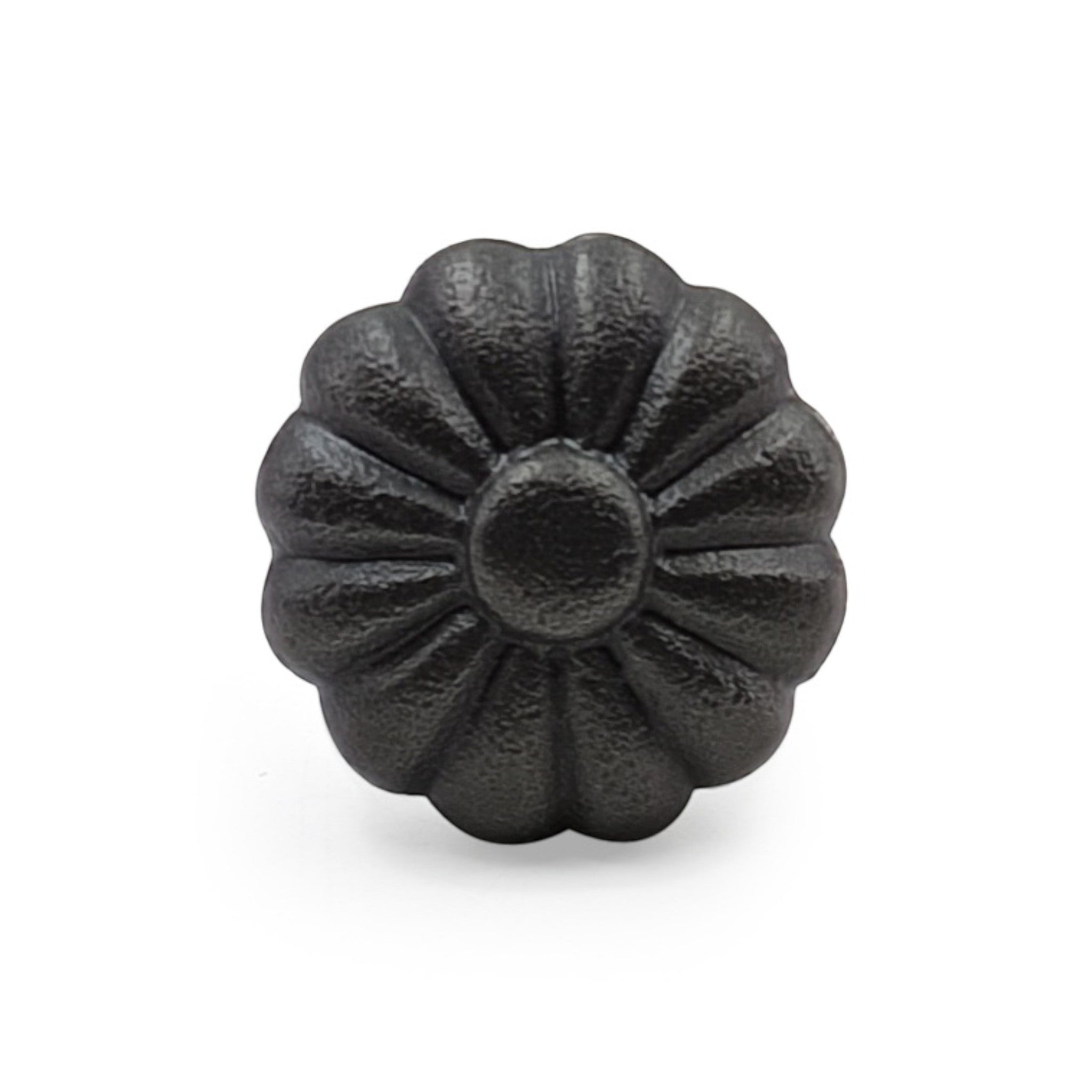 Hamilton Brass Decorative Black Cast Iron Knob | Antique Iron Pumpkin Shape Cabinet Pull Handle for Drawers, Dressers, Cupboards, Furniture | 36mm x 34mm 50mm with 14mm Screw