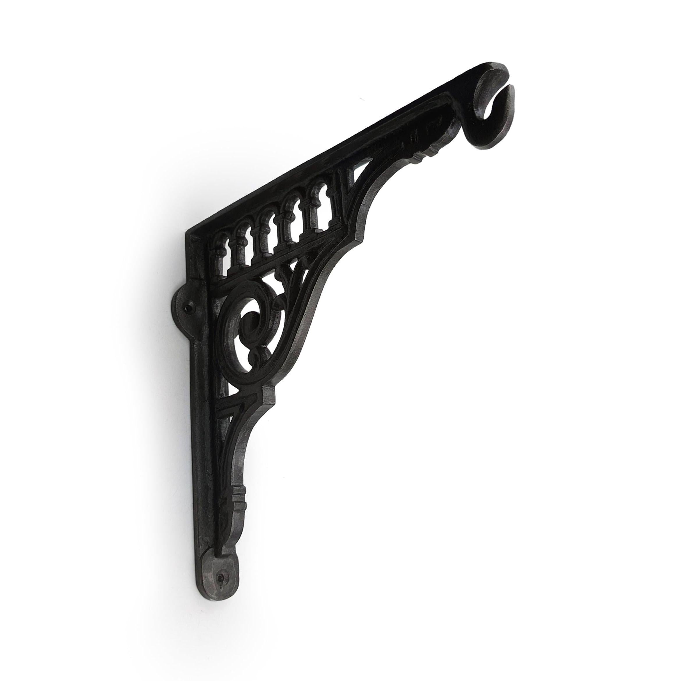Hamilton Brass Decorative Cast Iron Shelf Brackets | Black Powder Coated Vintage Wall Mount Support for Shelves, Storage, Books | Heavy Duty Metal Brackets for Home, Kitchen