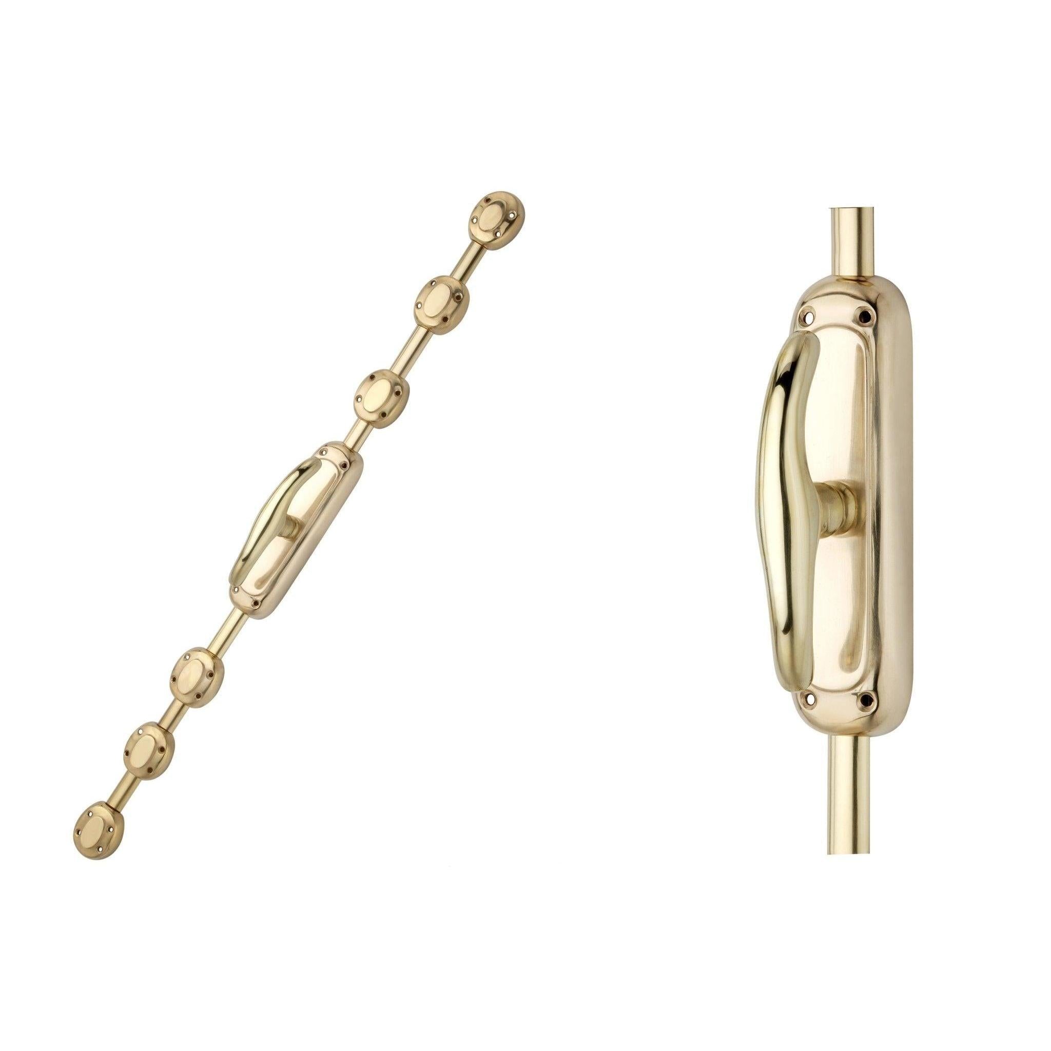 Hamilton Brass Elegant Door Brass Espagnolette Bolt or Cremone Bolt Polished Brass Lacquered up to 9 Feet Doors