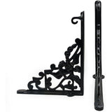 Hamilton Brass Heavy Duty Shelf Bracket Antique Cast Iron Finish | (Length: 320mm, Height: 280mm, Hole: 28mm) Wall Mount Support for Wood, Metal, Glass Shelves