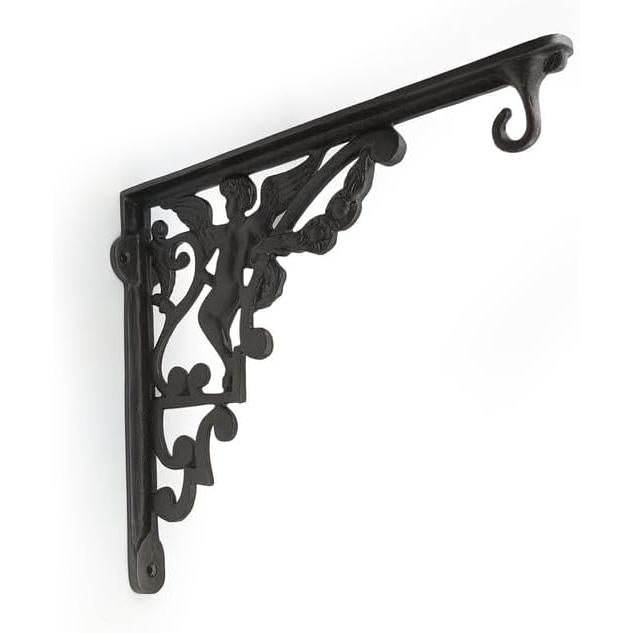 Hamilton Brass Heavy Duty Shelf Bracket Antique Cast Iron Finish | (Length: 320mm, Height: 280mm, Hole: 28mm) Wall Mount Support for Wood, Metal, Glass Shelves