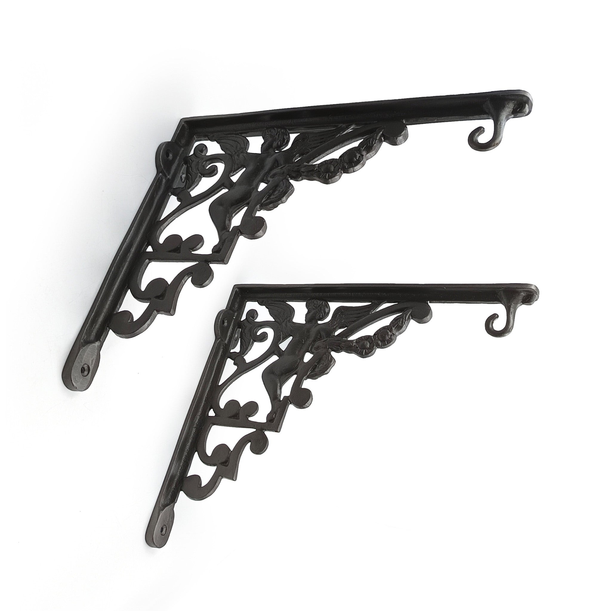 Hamilton Brass Heavy Duty Shelf Bracket Antique Cast Iron Finish | (Length: 320mm, Height: 280mm, Hole: 28mm) Wall Mount Support for Wood, Metal, Glass Shelves