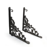 Hamilton Brass Heavy Duty Shelf Bracket | Black Powder Coated Cast Iron Finish | Length: 300mm, Height: 225mm, Width: 25mm, Thickness: 5mm, Hole: 6mm | Wall Mount Support for Glass Shelves