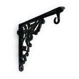 Hamilton Brass Heavy Duty Shelf Bracket | Black Powder Coated Cast Iron Finish | Length: 300mm, Height: 225mm, Width: 25mm, Thickness: 5mm, Hole: 6mm | Wall Mount Support for Glass Shelves